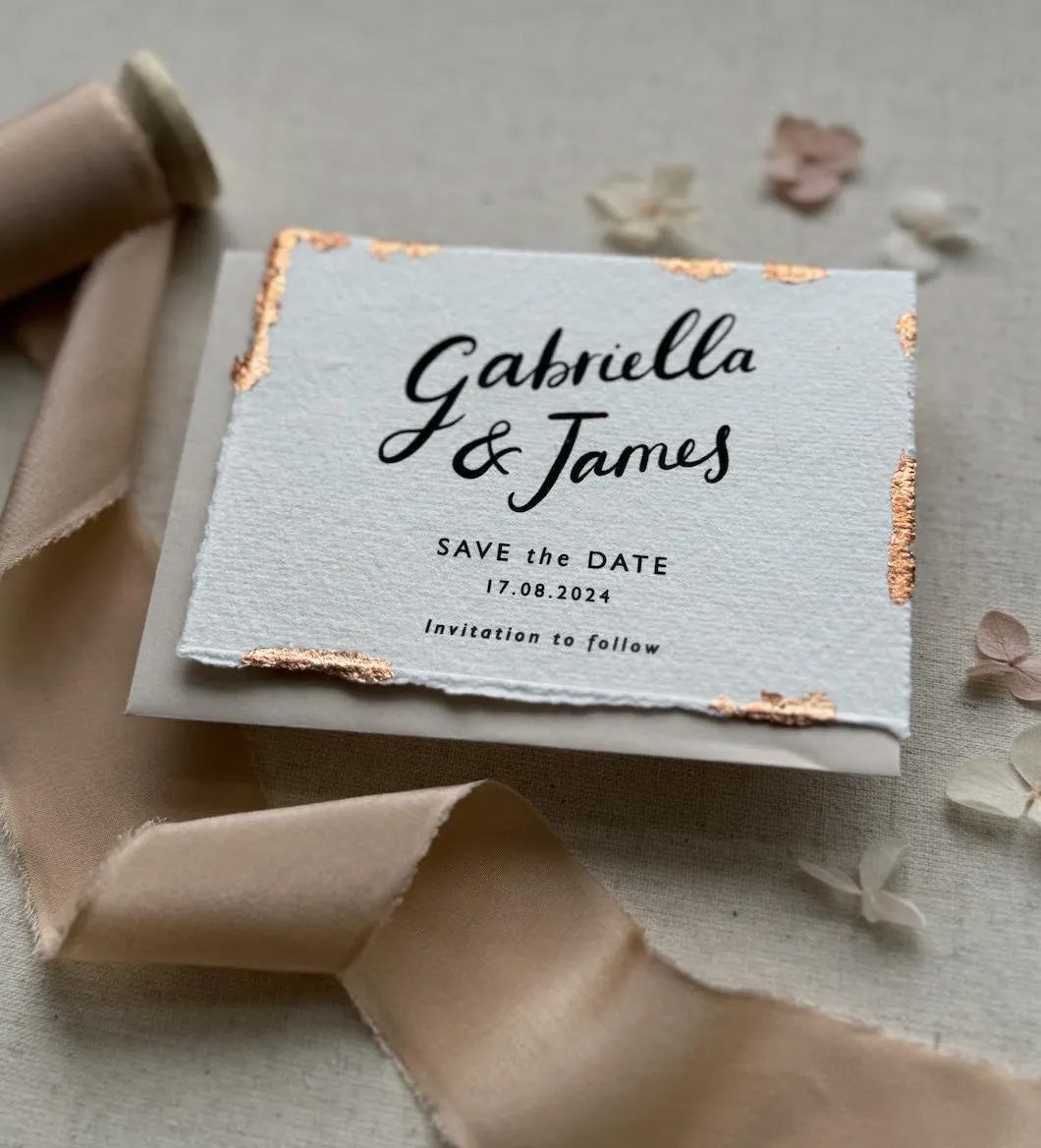 Modern Calligraphy Copper Wedding Save The Date