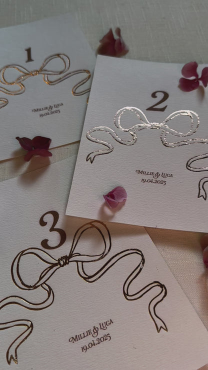 Bow Wedding Table Numbers