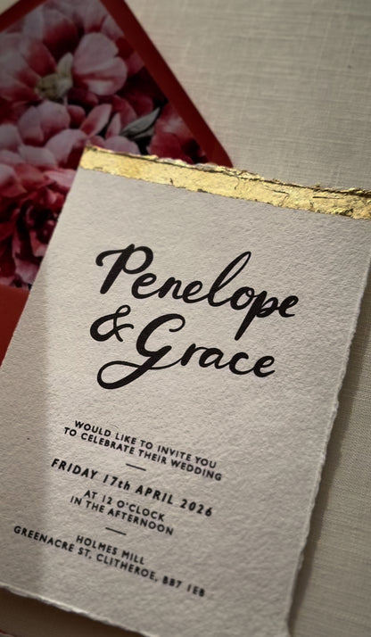 Modern Calligraphy Gold Wedding Invitation Suite
